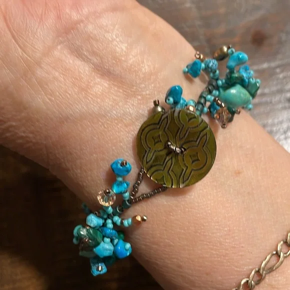 TURQUOISE AND BROWN BEADS BRACELET. - Picture 7 of 7